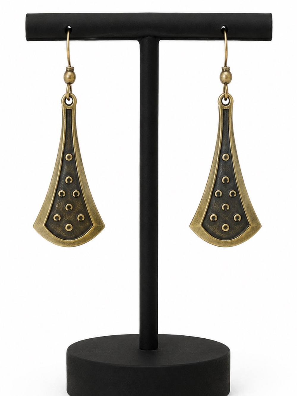 Textured fan shaped drop earrings